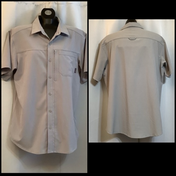 Columbia Shirt Men’s Size Medium Omni Wick Button Down Shirt Grey - Picture 1 of 11